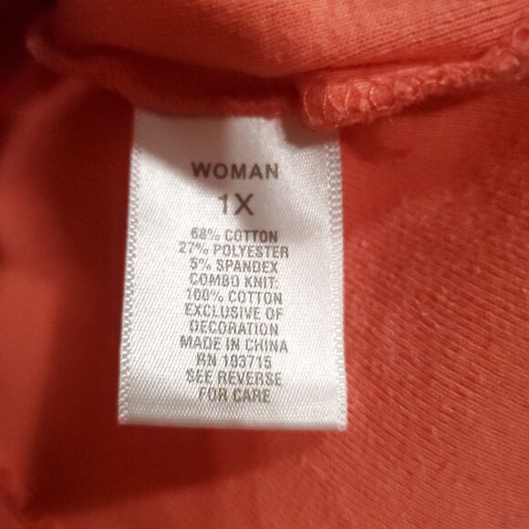 Dressbarn Womens Size 1X - 3/4 Sleeve Button Up Peach/Salmon Blouse/Shirt/Top - Picture 4 of 16